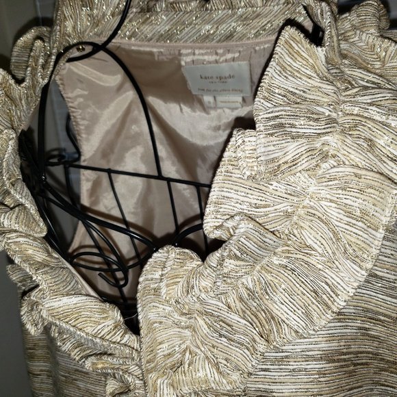 *SOLD* Kate Spade Gold Metallic Cocktail Dress Sleeveless Holiday Mini - Picture 10 of 14